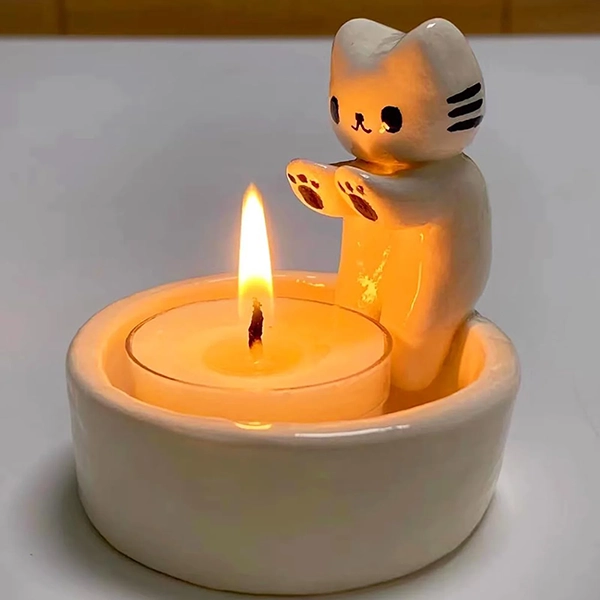 candle holder, cat candle holder, kitten candle holder